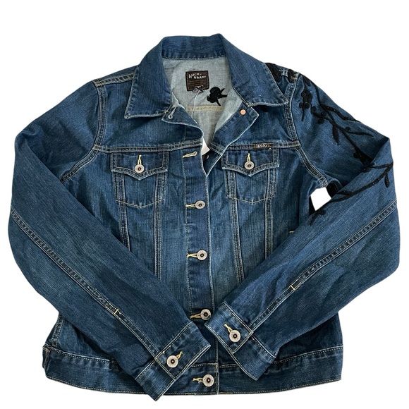 Lucky Brand Other - Lucky Brand Denim Jacket Floral Embroidery Y2K Fashion Blue Buttons Vtg NWT